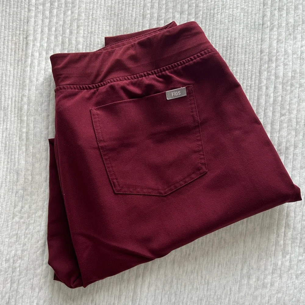 Figs: Burgundy Zamora Jogger Scrub Pants - Picture 6 of 7